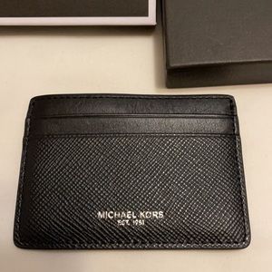 Michael Kors Leather Card Case Black.  Unisex